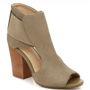 Botkier Maddy Olive Snake‎ Peep Toe Bootie Block Heel Women's 10